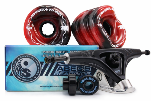 72MM Bundles. Black/Red Swirl.  DNA Wheels with Abec 9 Bearings & Pro Series Trucks