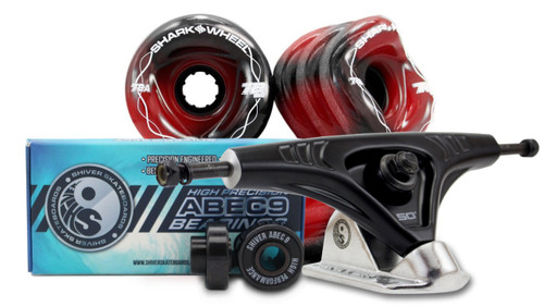 72MM Bundles. Black/Red Swirl.  DNA Wheels with Abec 9 Bearings & Pro Series Trucks