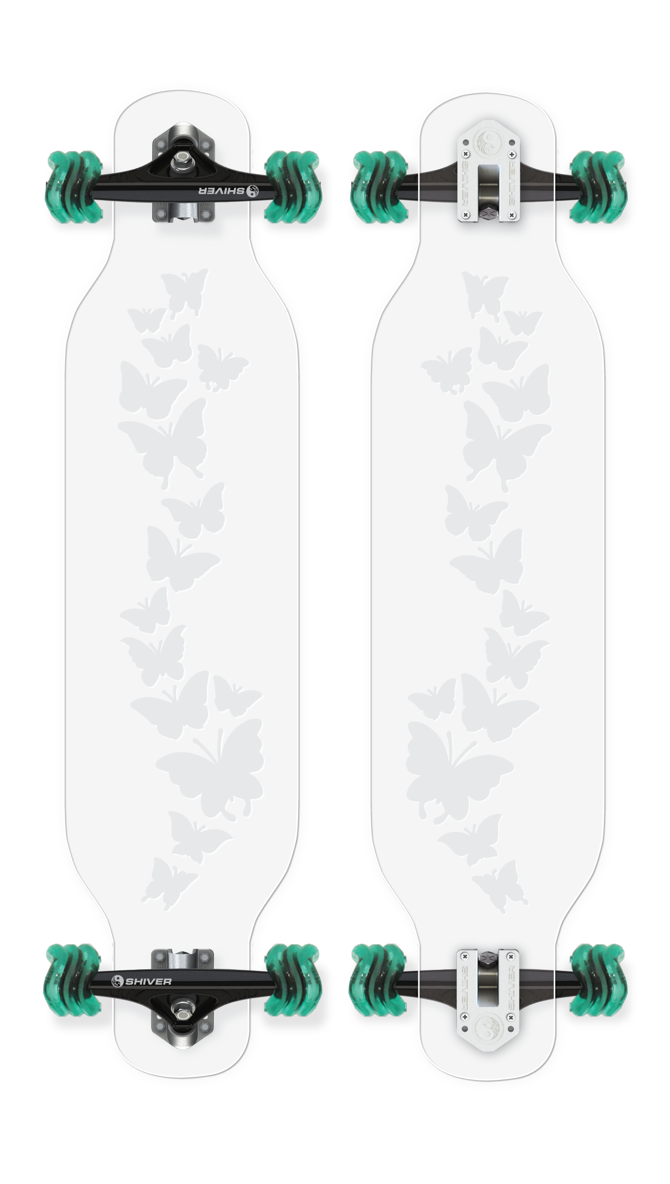 CLEAR Butterfly Longboard with Deck Lights (Discount Code S208)