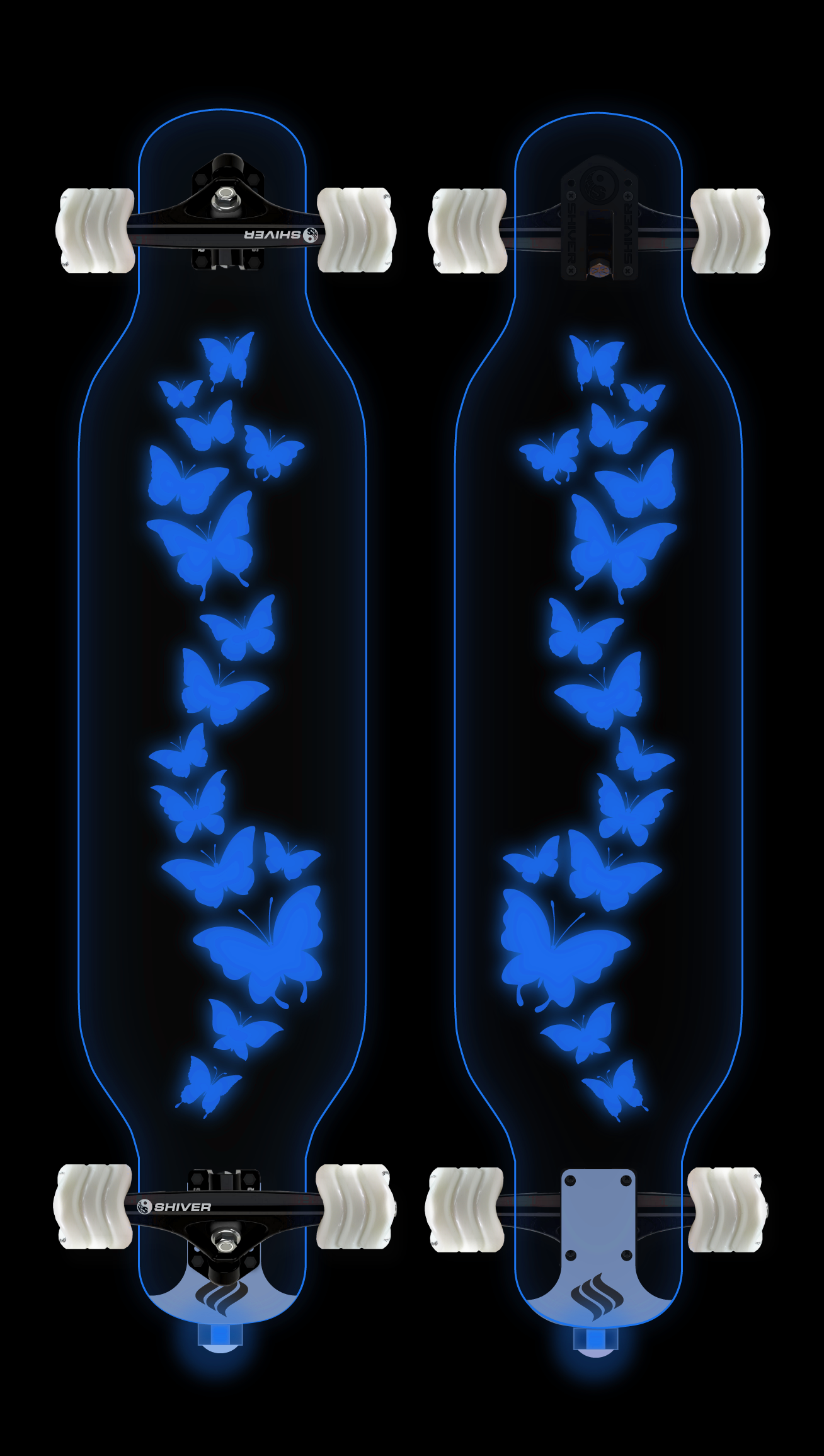CLEAR Butterfly Longboard with Deck Lights