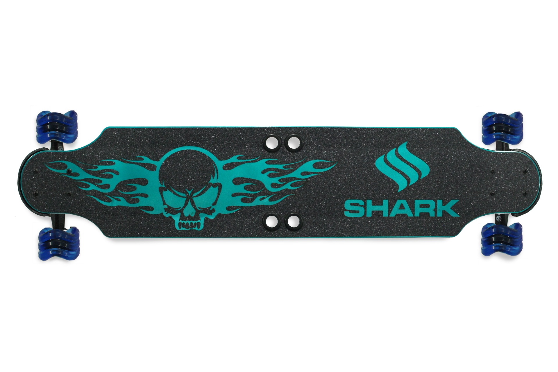 Aluminum 38" Turquoise Drop Down Longboard by Shark Wheel with Sapphire Wheels