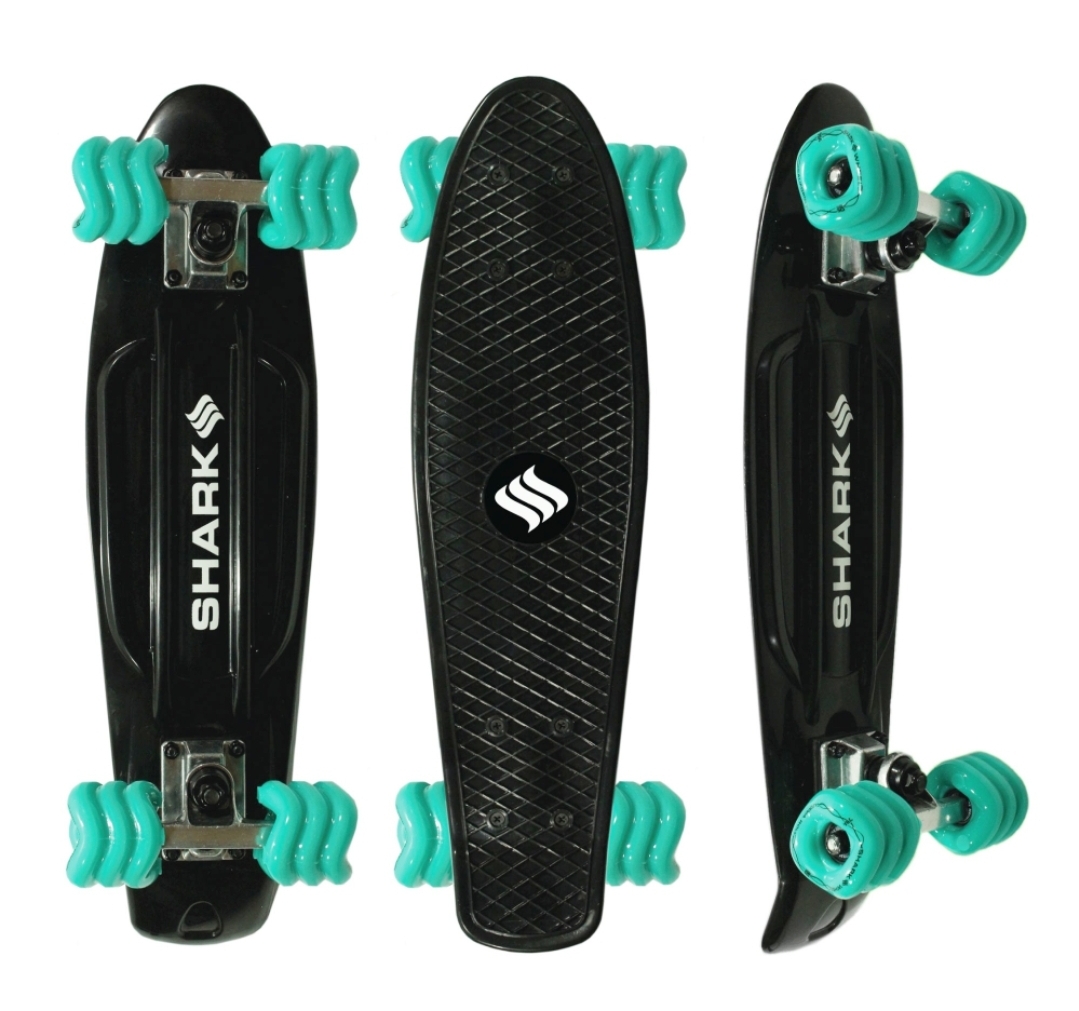 Polyboard 22" Black Skateboard with 60mm Shark Wheels