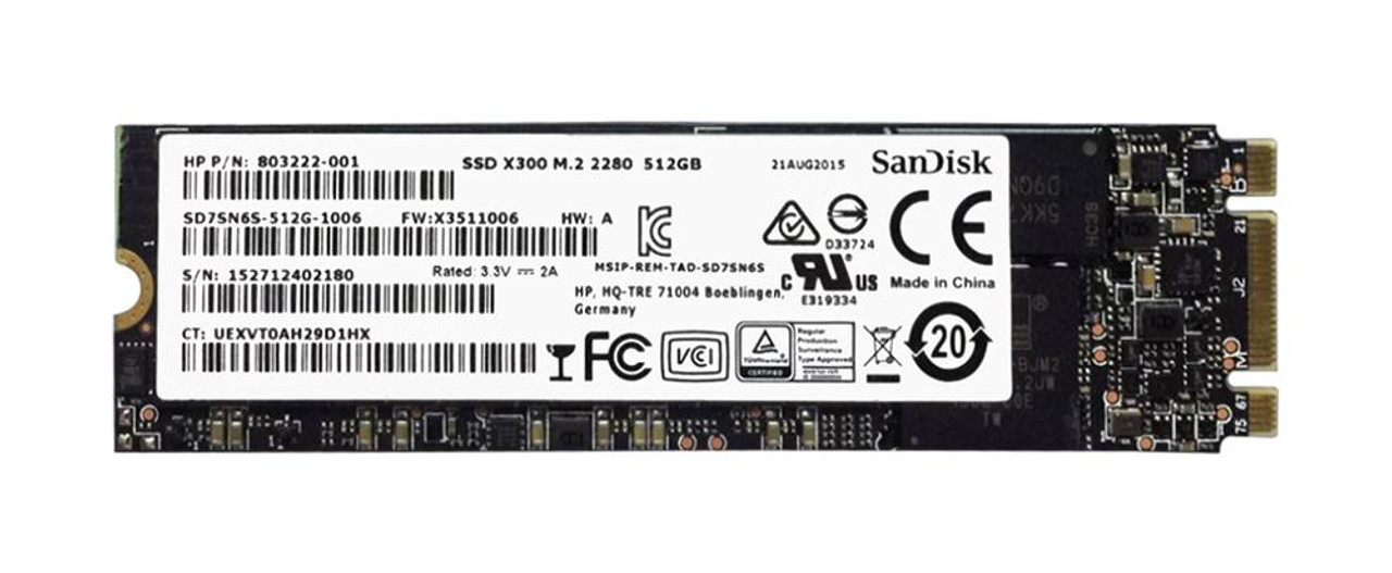 SD7SN6S-512G-1006 SanDisk X300 512GB SATA 6Gbps 2280 Internal State Drive