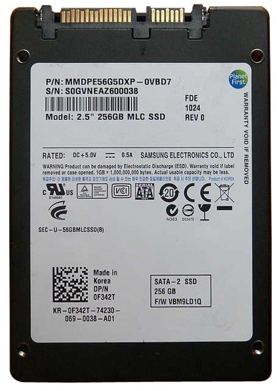 MMDPE56G5DXP-0VBD7 Samsung 256GB MLC SATA 3Gbps 2.5-inch Internal Solid  State Drive (SSD)