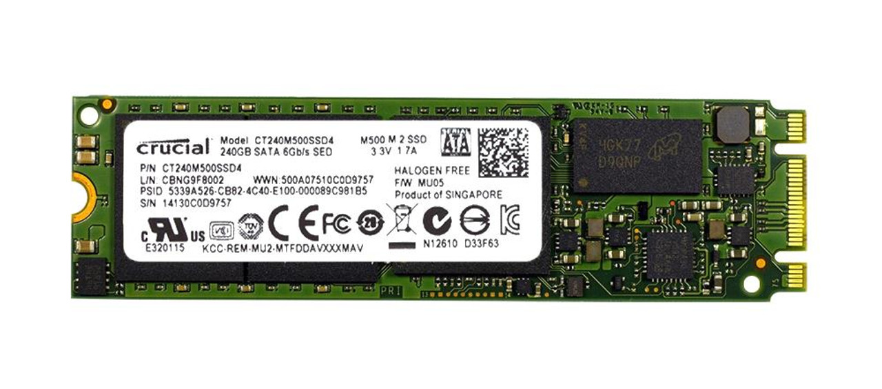 CT240M500SSD4 Crucial M500 Series 240GB MLC SATA 6Gbps M.2 2280