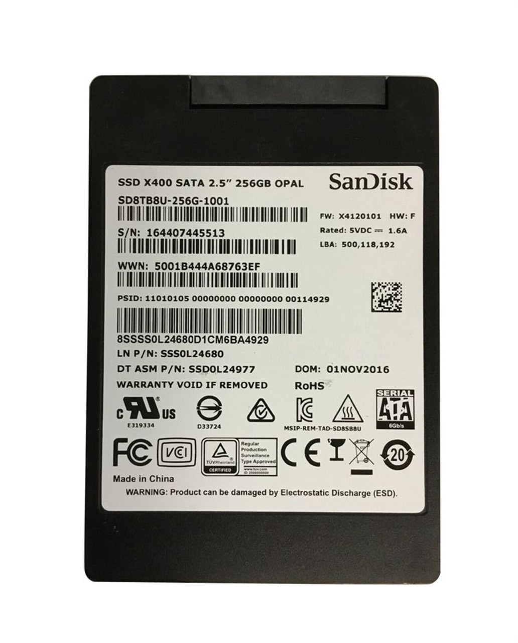 SD8TB8U-256G-1001 SanDisk X400 256GB TLC SATA 6Gbps (AES-256 / SED