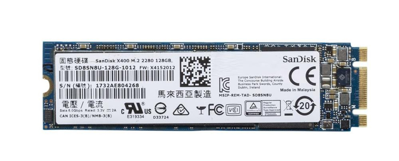 SD8SN8U-128G-1012 SanDisk X400 128GB TLC SATA 6Gbps (AES-256) M.2 2280 Internal Solid State Drive (SSD)