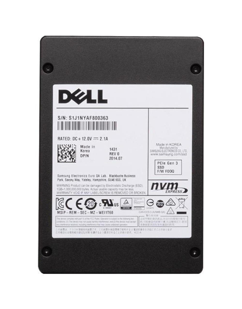 0T06XF Dell 800GB TLC PCI Express 3.0 x4 NVMe Read Intensive U.2 2.5-inch Internal Solid State Drive (SSD)