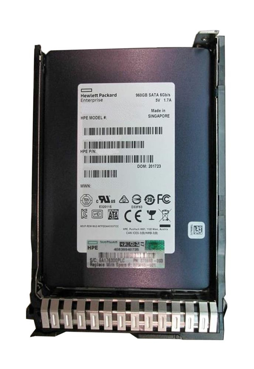 875474-K21#0D1 HPE 960GB SATA 6Gbps Hot Swap Mixed Use 2.5-inch Internal Solid State Drive (SSD) with Smart Carrier