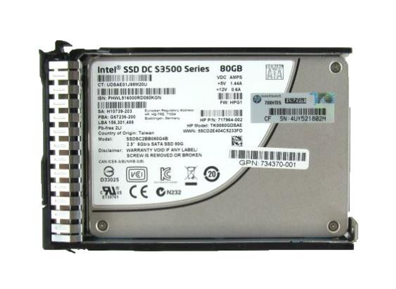 H10739-200 HP 80GB SATA 6Gbps 2.5-inch Internal Solid State Drive (SSD)