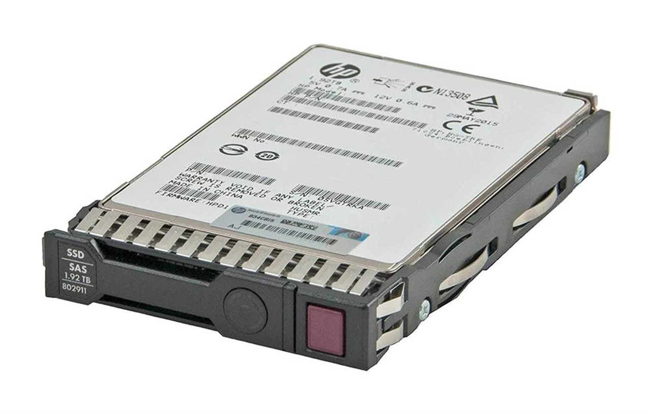 802911-001 HPE 1.92TB MLC SAS 12Gbps Hot Swap Read Intensive 2.5-inch Internal Solid State Drive (SSD) with Smart Carrier for ProLiant Gen8 Servers