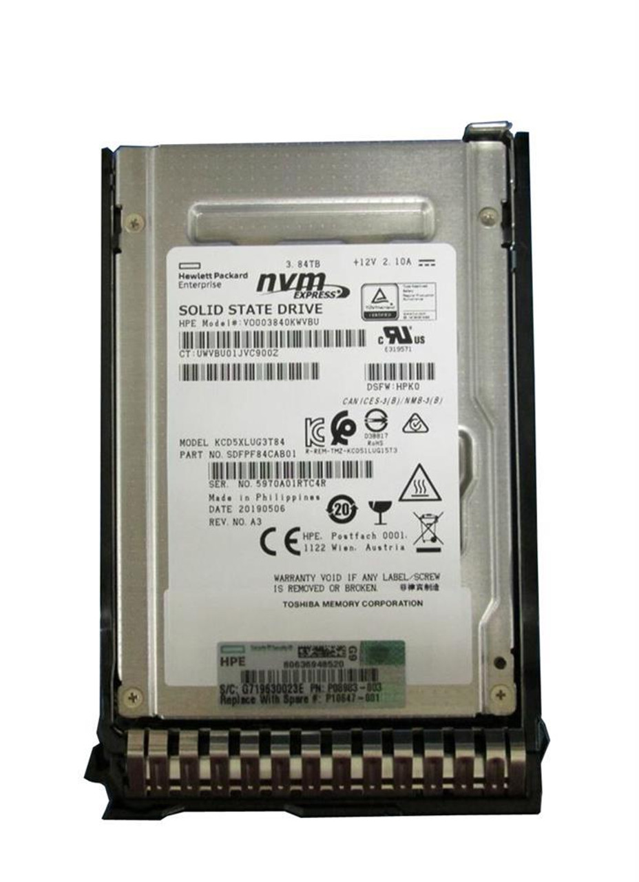P19815-H21 HPE 3.84TB PCI Express NVMe Read Intensive U.3 2.5-inch Internal Solid State Drive (SSD) with Smart Carrier