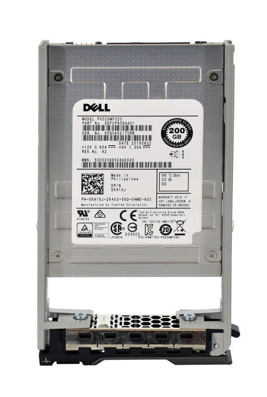 0K41XJ Dell 200GB MLC SAS 12Gbps Mixed Use 2.5-inch Internal Solid State Drive (SSD)