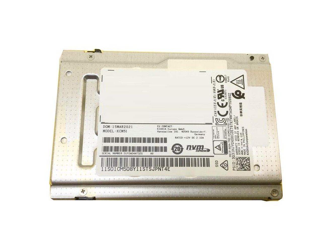 KCM5FVUG800G Toshiba CM5-V Series 800GB TLC PCI Express 3.0 x4 NVMe Mixed Use (SED-FIPS) U.2 2.5-inch Internal Solid State Drive (SSD)