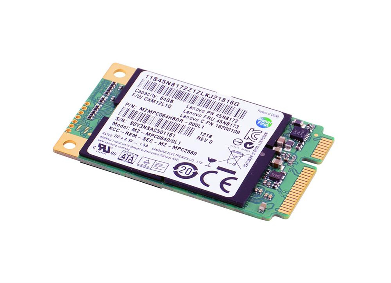 45N8173 Lenovo 64GB MLC SATA 3Gbps mSATA Internal Solid State Drive (SSD)