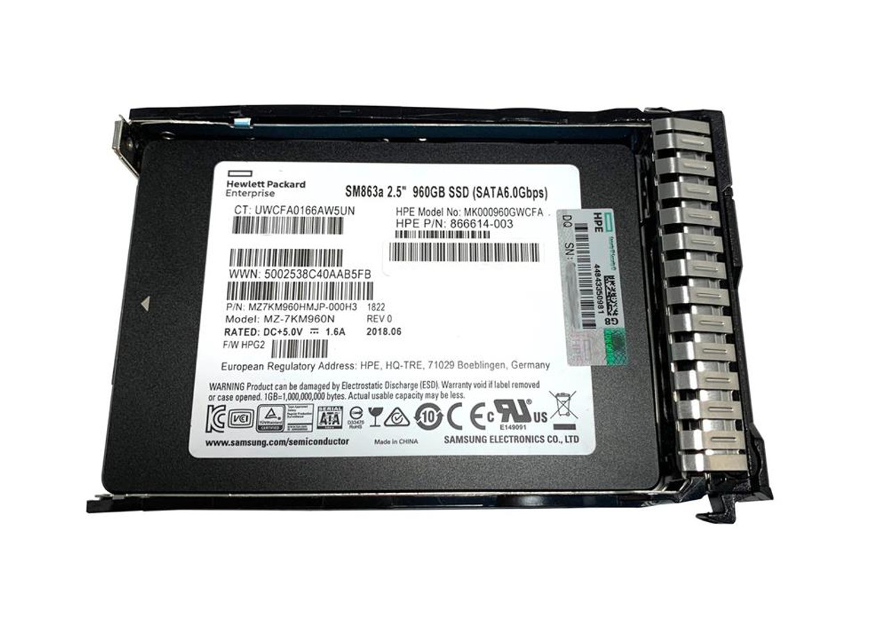 MK000960GWCFA HPE 960GB SATA 6Gbps Mixed Use 2.5-inch Internal Solid State Drive (SSD) with Smart Carrier