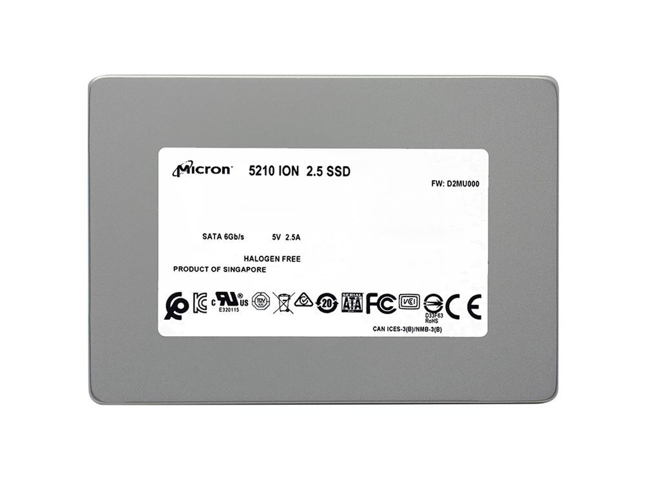 MTFDDAK7T6QDE-2AV16A Micron 5210 ION Series 7.68TB QLC SATA 6Gbps (SED) 2.5-inch Internal Solid State Drive (SSD)