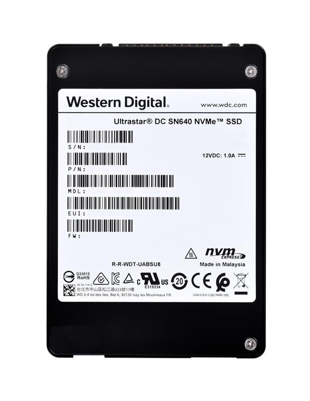 WUS4BB019D7P3E3 Western Digital Ultrastar DC SN640 1.92TB TLC PCI Express 3.1 x4 NVMe U.2 2.5-inch Internal Solid State Drive (SSD)