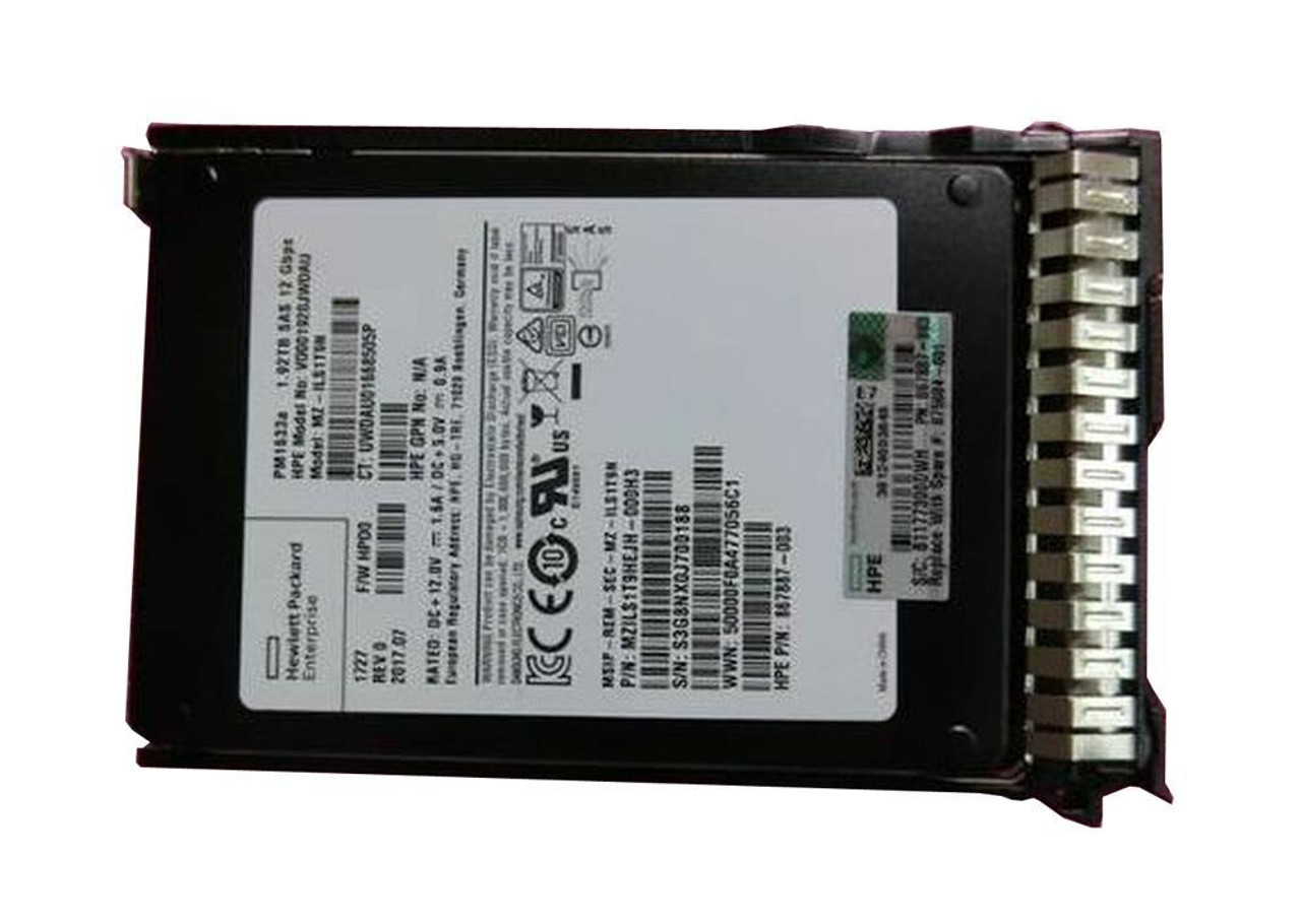P05986-B21#0D1 HPE 1.92TB SATA 6Gbps Mixed Use 2.5-inch Internal Solid State Drive (SSD) with Smart Carrier
