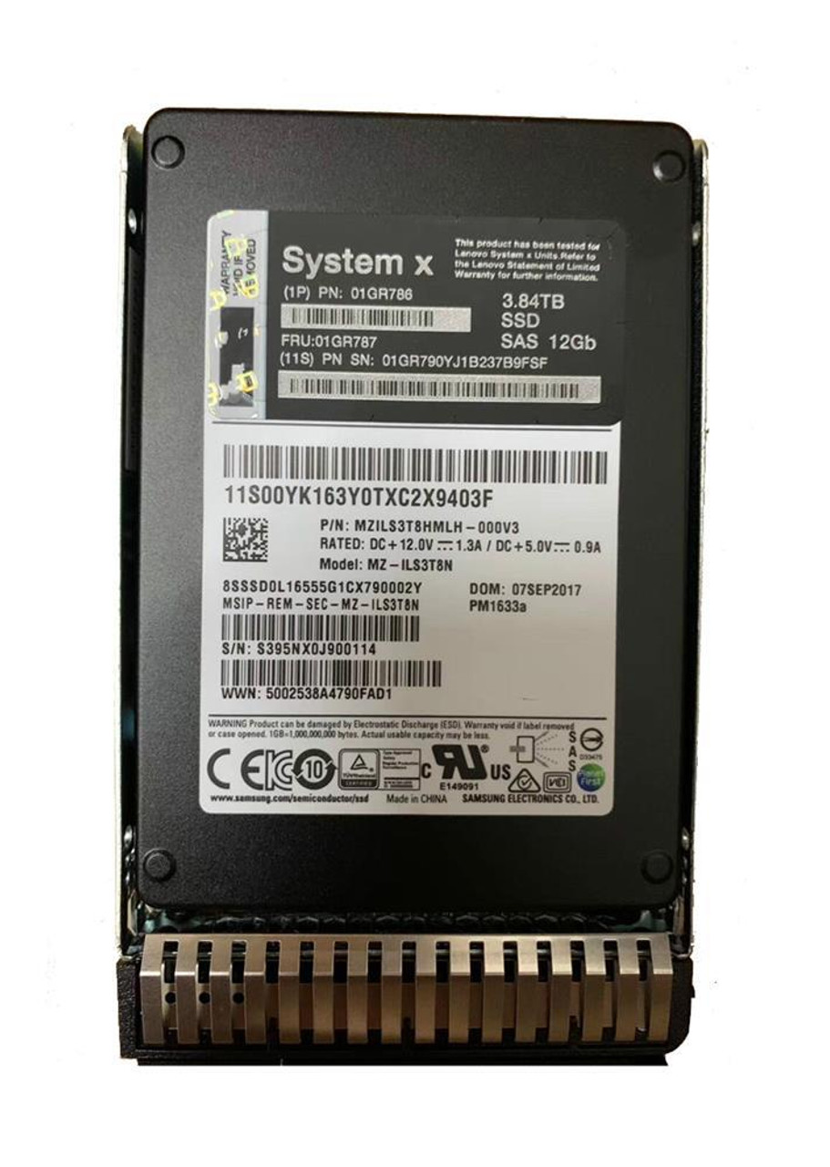 01GR786 Lenovo Enterprise 3.84TB SAS 12Gbps Hot Swap 2.5-inch Internal Solid State Drive (SSD)