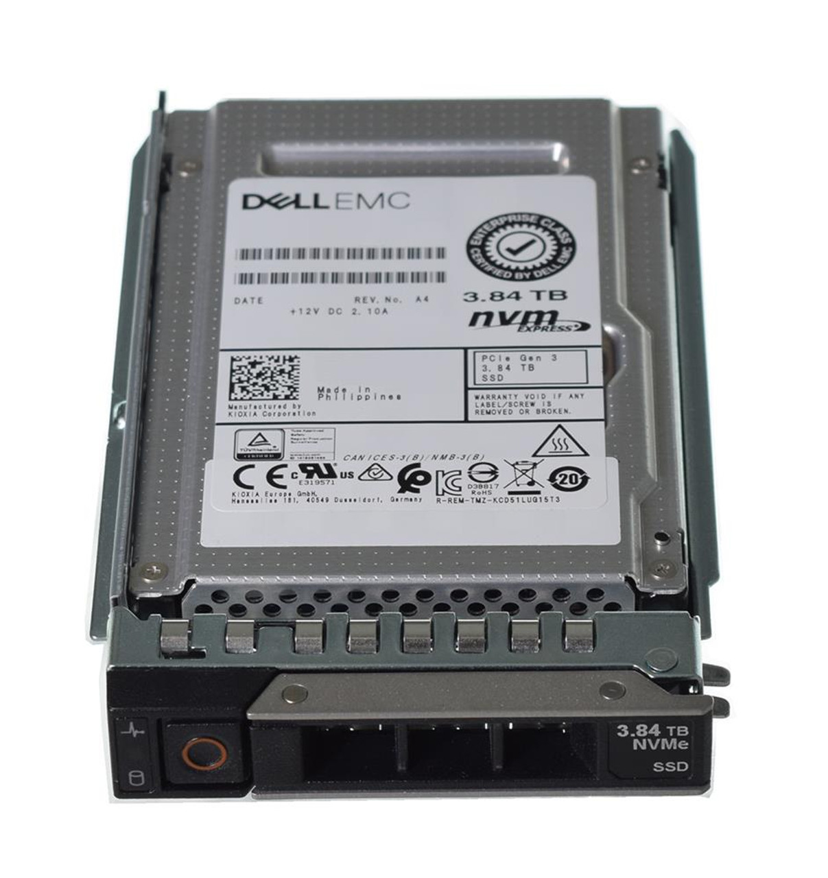 400-BGGM Dell 3.84TB PCI Express NVMe (SED) 2.5-inch Internal Solid State Drive (SSD) for P1 25 x 2.5 Enclosure