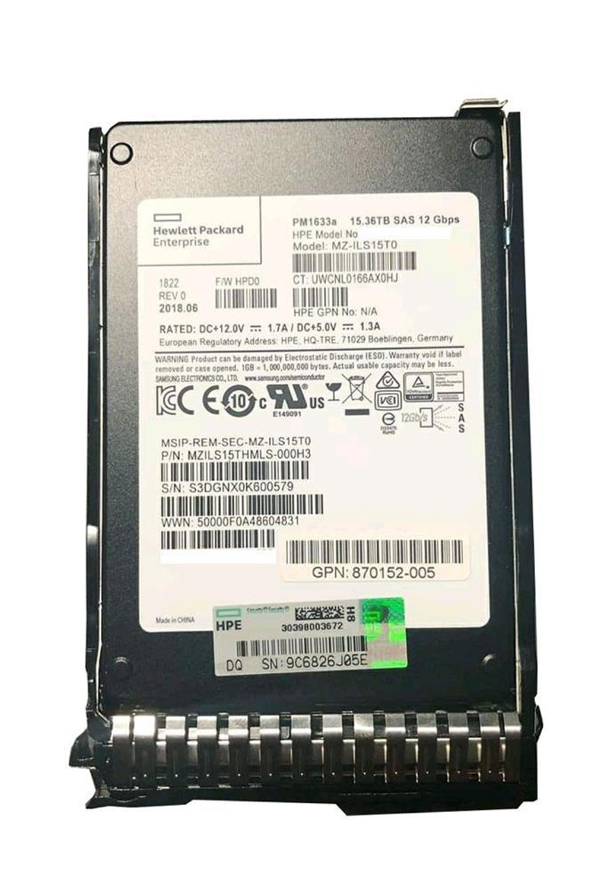 P07198-K21#0D1 HPE 15.36TB PCI Express x4 NVMe Read Intensive 2.5-inch Internal Solid State Drive (SSD) with Smart Carrier