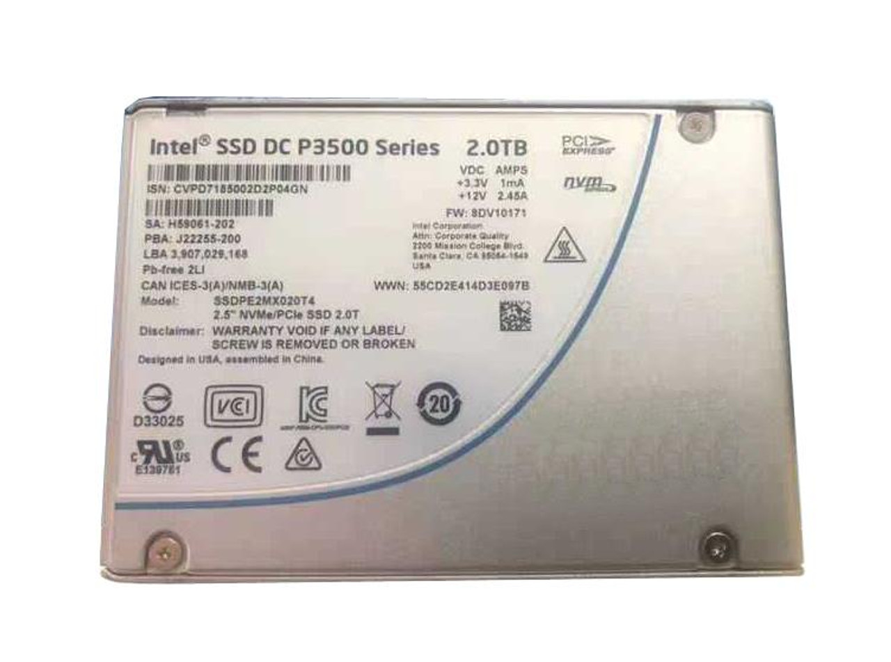 H59061-202 HPE 2TB PCI Express x4 NVMe Read Intensive 2.5-inch Internal Solid State Drive (SSD)