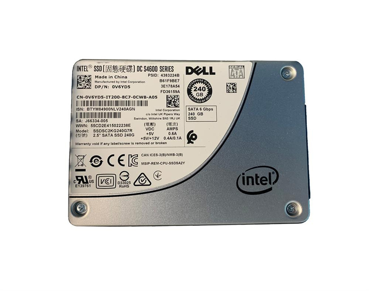 0V6YD5-DEL Dell 240GB 2.5 6Gbps TLC Mixed Use Enterprise Sed SATA Solid State Drive