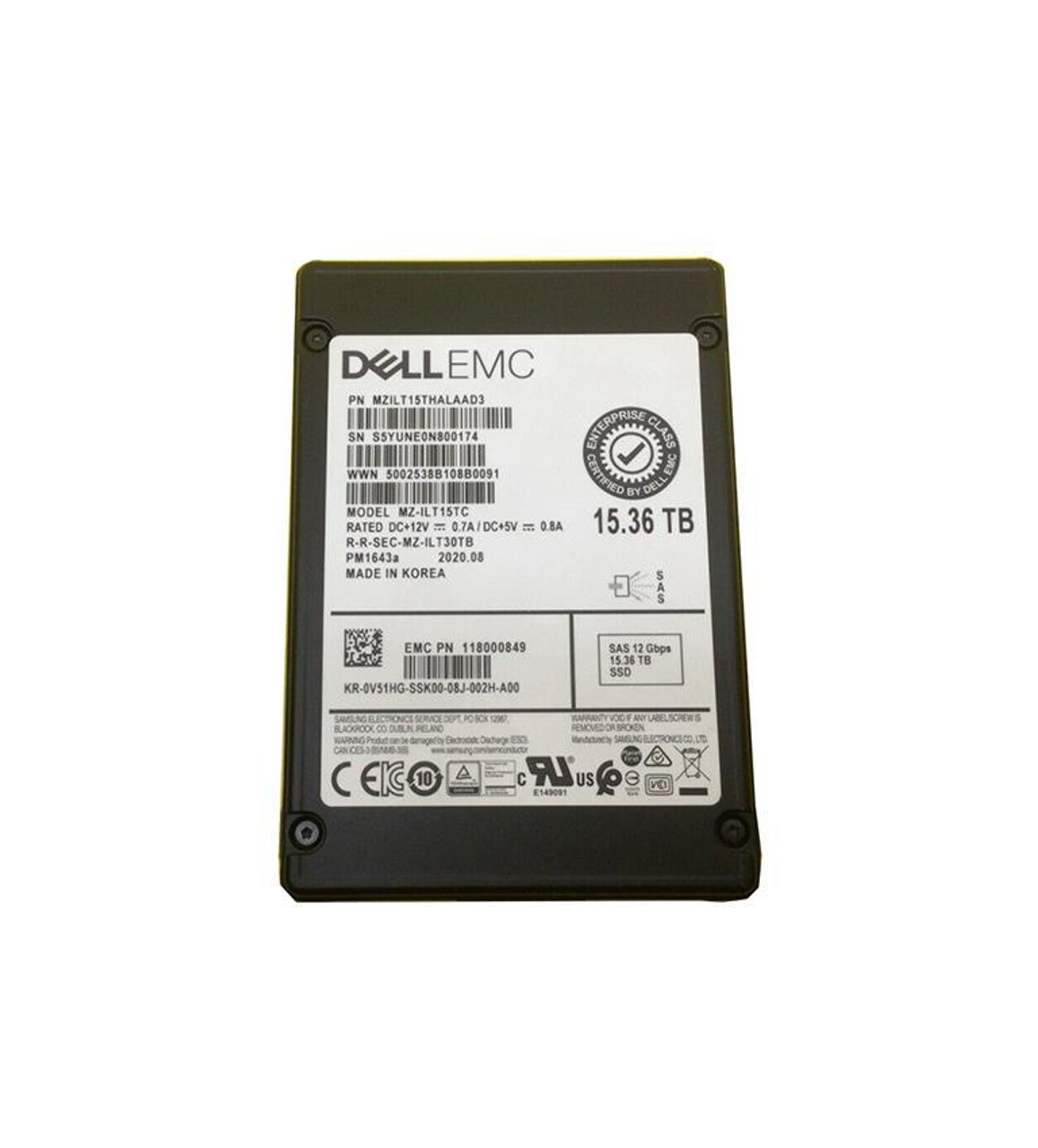 0B42885 Dell 15.36TB SAS 12Gbps Sed 512E SSD