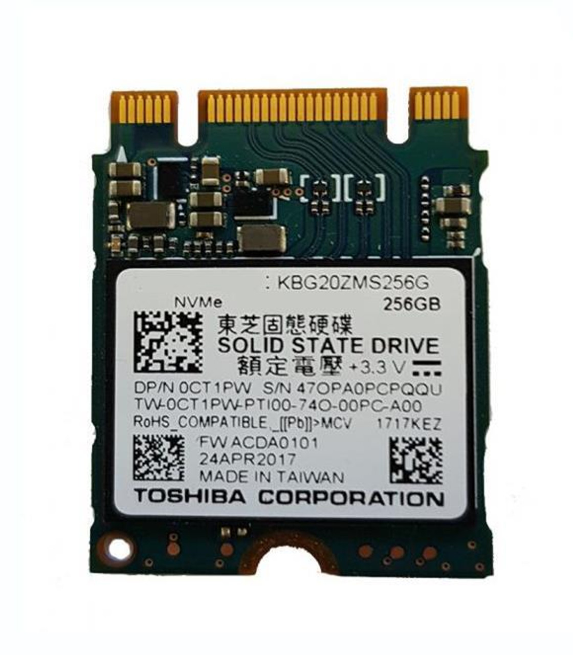 KBG20ZMS256G Toshiba 256G SSD Pci E M.2 Nvme 22X80Mm 512Mb