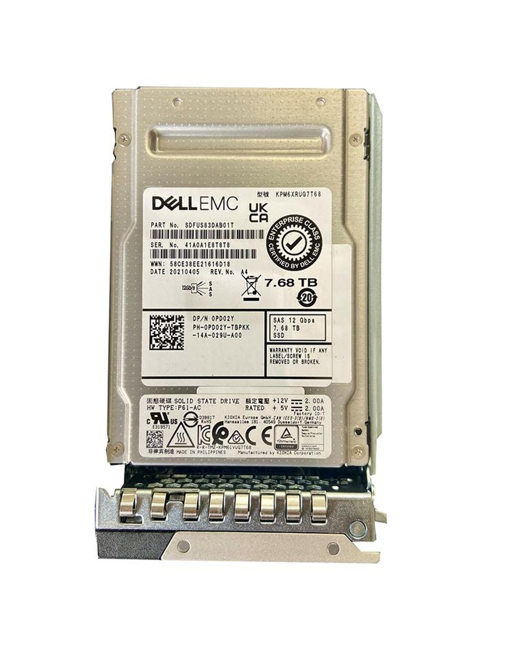 PD02Y Dell 7.68TB SAS SSD 12GB S Read Intensive 2.5In