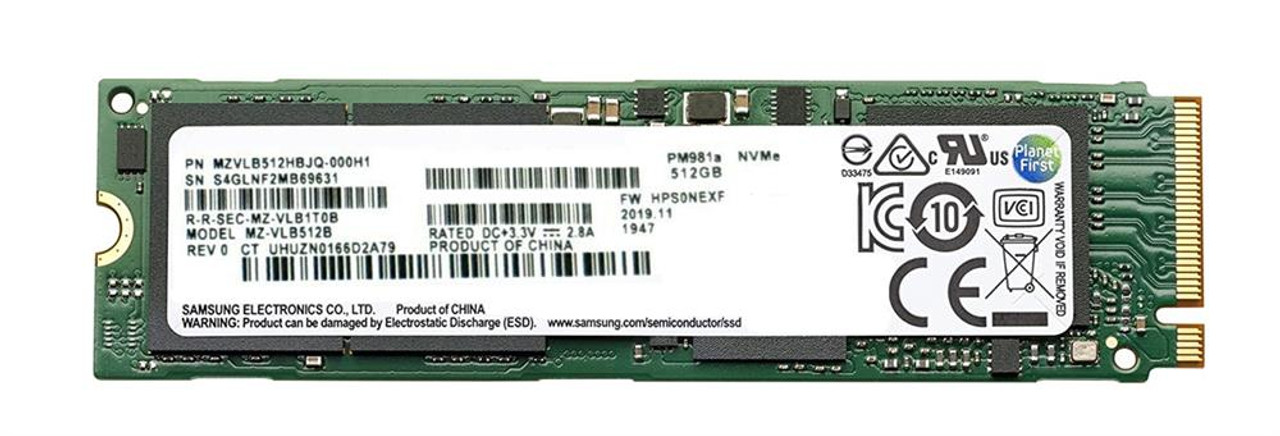 MZVLB512HBJQ-000H1 Samsung PM981a Series 512GB TLC PCI Express 3.0 x4 NVMe (AES-256 / TCG Opal 2.0) M.2 2280 Internal Solid State Drive (SSD)