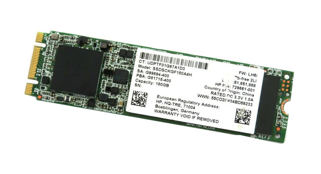729661-001 HP 180GB MLC SATA 6Gbps M.2 2280 Internal Solid State Drive (SSD)