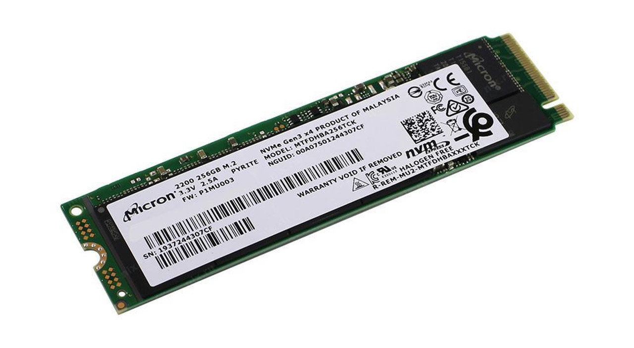 MTFDHBA256TCK-1AS1AABFA Micron 2200 256GB TLC PCI Express 3.0 x4 NVMe M.2 2280 Internal Solid State Drive (SSD)