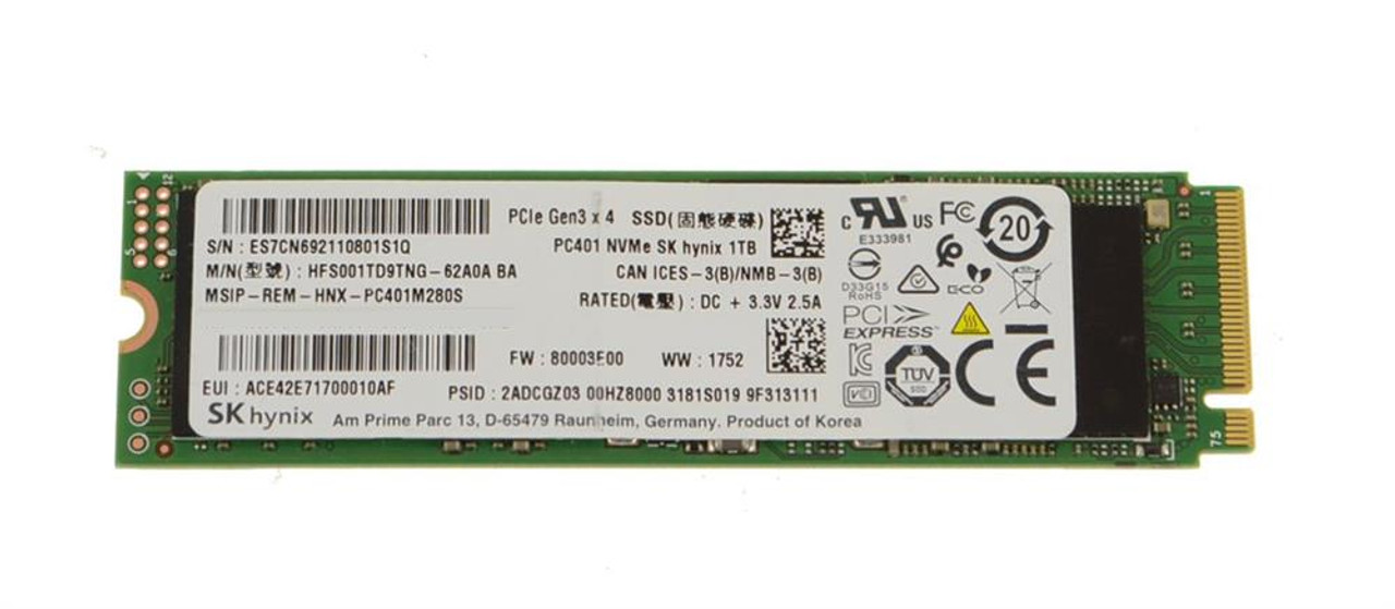 HFS001TD9TNG-62A0A Hynix PC401 Series 1TB TLC PCI Express 3.0 NVMe M.2 2280 Internal Solid State Drive (SSD)