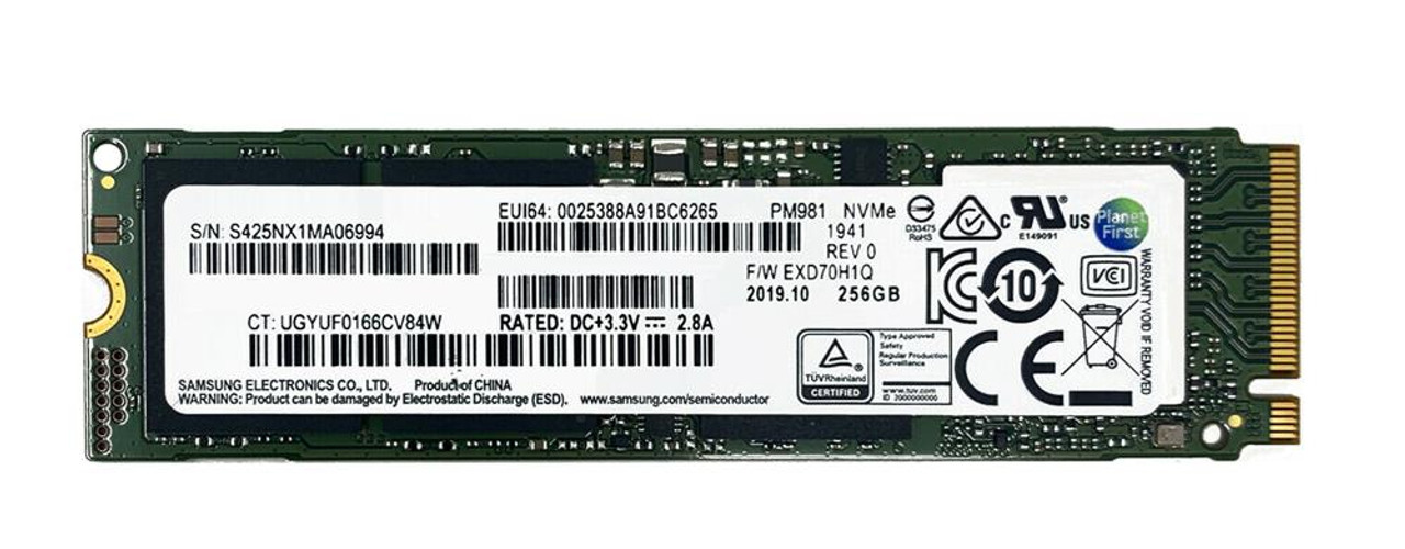 MZVLB256HBHQ-000H1 Samsung PM981a Series 256GB TLC PCI Express 3.0 x4 NVMe  (AES-256 / TCG Opal 2.0) M.2 2280 Internal Solid State Drive (SSD)