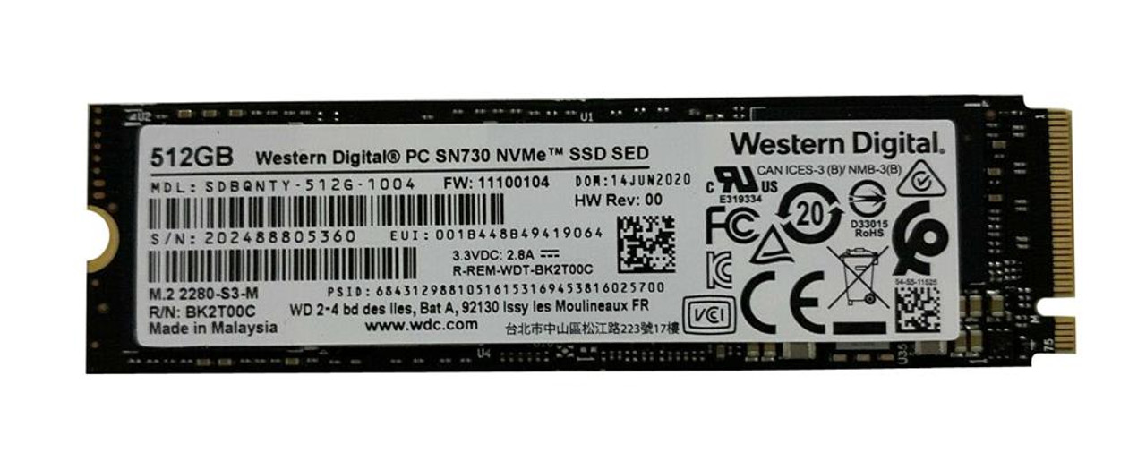 SDBQNTY-512G-1004 Western Digital SN730 Series 512GB TLC PCI