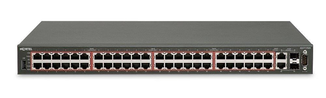 AL4500A12-E6 Nortel Ethernet Routing Switch 4550T-PWR 48-Ports EN Fast EN 10Base-T 100Base-TX + 2x10/100/1000Base-T/SFP mini-GBIC uplink 1U Stackable
