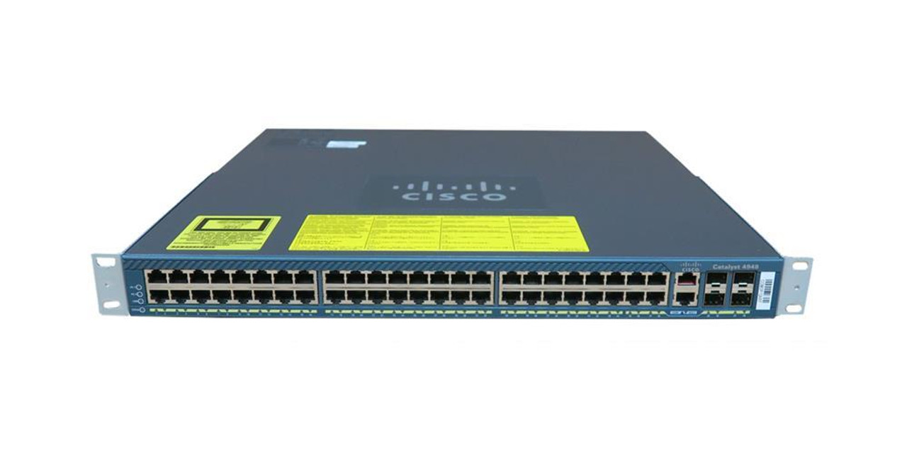 WS-C4948-S Cisco Catalyst 4948 48-Ports 10/100/1000Base-T RJ-45 Manageable Layer3 Rack-mountable Ehternet Switch with 4x SFP and SFP+ Ports (Refurbished)