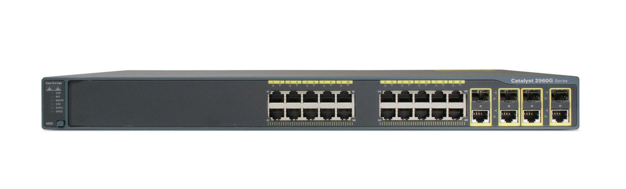 WS-C2960G-24TC-L= Cisco Catalyst 2960 20-Ports 10/100/1000 RJ-45 Manageable Layer2 Rack-Mountable Switch with 4x Dual-Purpose SFP Ports (Refurbished)