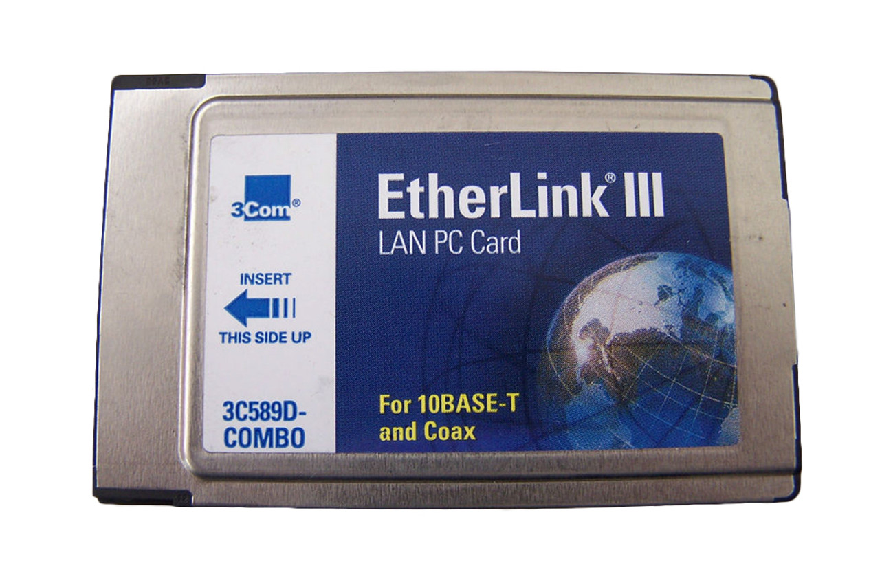 3C589D-COMBO 3Com EtherLink III Single-Port RJ-45 10Mbps 10Base-T/10Base-2 BNC PC Card Combo Network Adapter