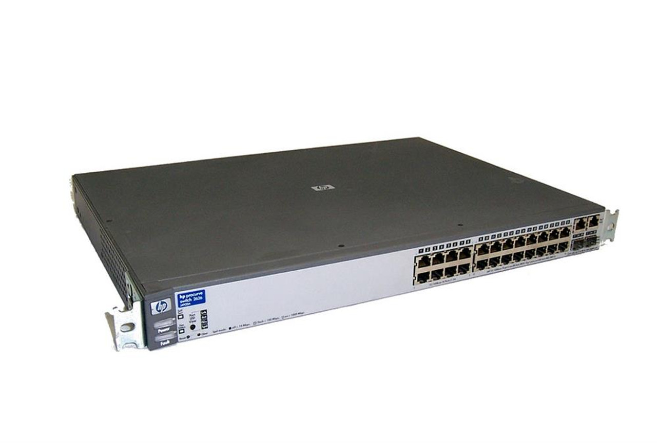 J4900AR#ABA HP ProCurve 2626 24-Ports Fast EN 10Base-T 100Base-TX 1U Rack-Mountable Stackable Switch with 2x 10/100/1000Base-T/SFP (mini-GBIC) Ports (