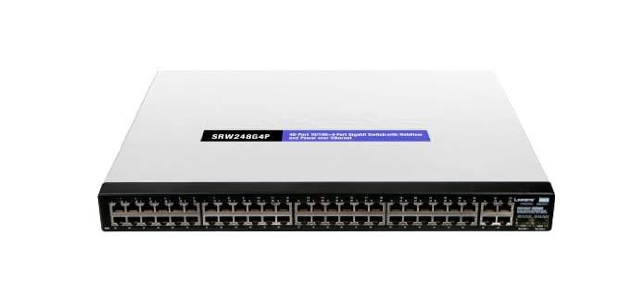 SRW248G4P Linksys 48-Ports 10/100 + 4-Port Managed Gigabit Ethernet Switch with Webview PoE (Refurbished)