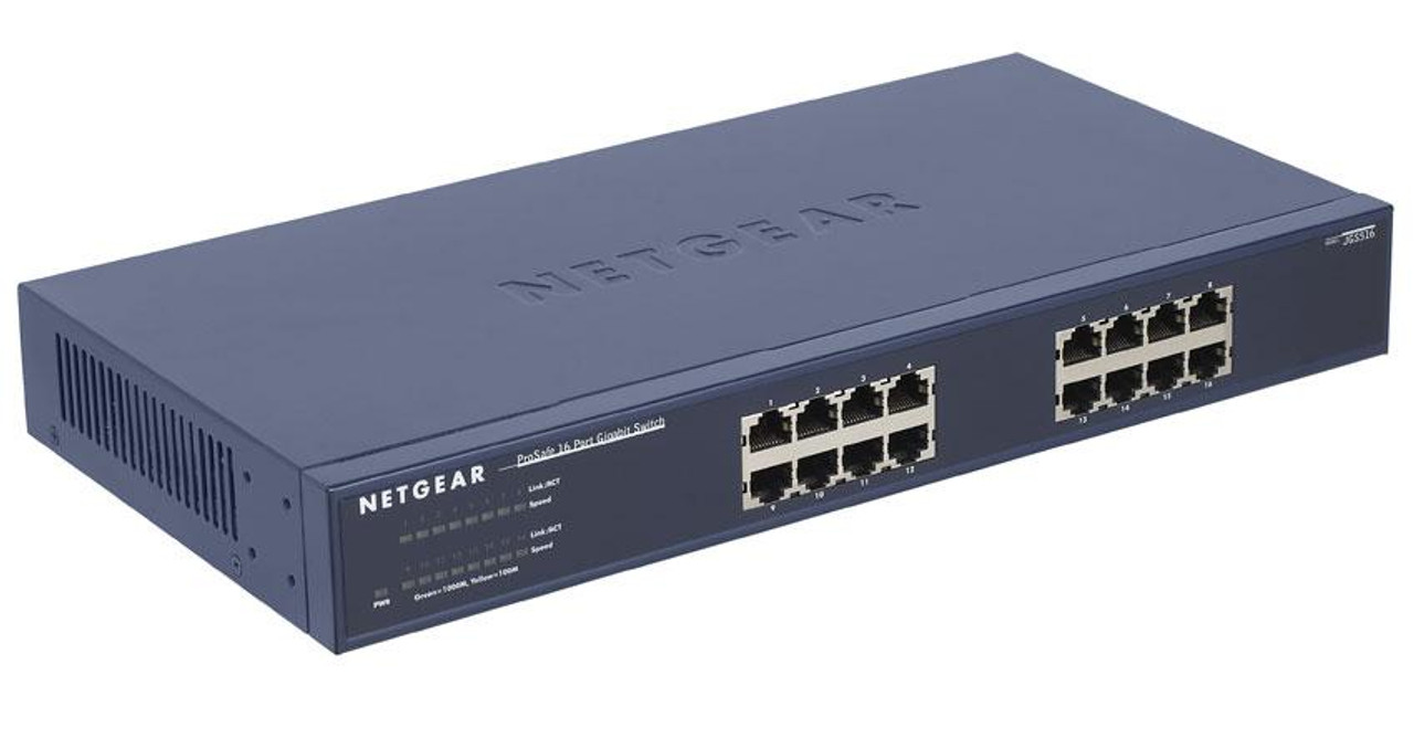 JGS516NA NetGear ProSafe 16-Ports 10/100/1000Mbps RJ45 Gigabit Ethernet Unmanaged Rackmount Switch (Refurbished)