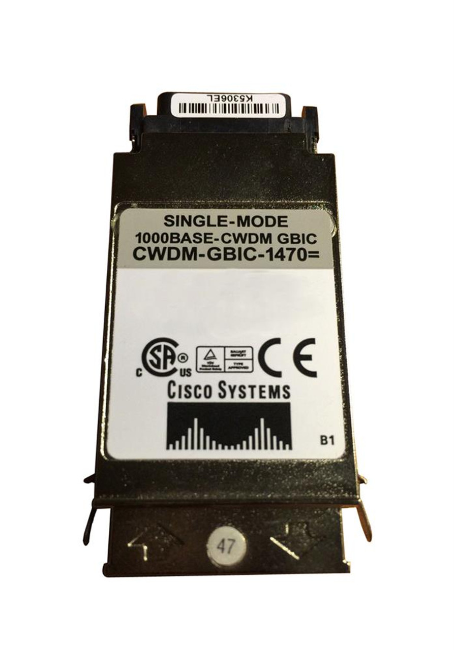 CWDM-GBIC-1470 Cisco 1Gbps 1000Base-ZX CWDM Single-mode Fiber 80km 1470nm Duplex SC Connector GBIC Transceiver Module (Refurbished)