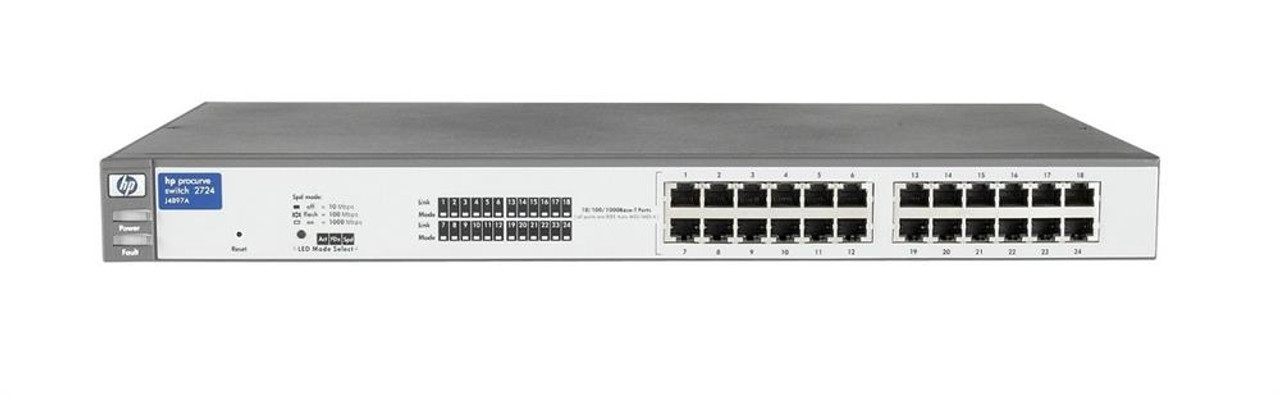 J4897A#ABA HP ProCurve 2724 24-Ports RJ-45 1Gbps Unmanaged GigaBit Ethernet Switch Rack Mountable (Refurbished)