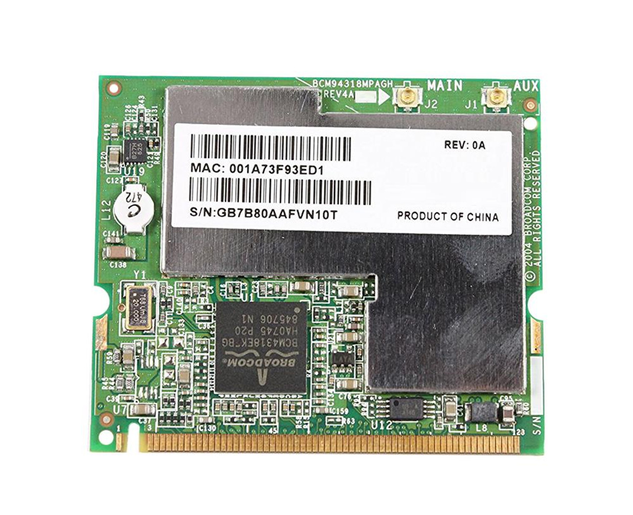 BCM94318MPAGH Broadcom 2.4GHz 150Mbps IEEE 802.11a/b/g Mini PCI WLAN Wireless Network Card for HP Compatible