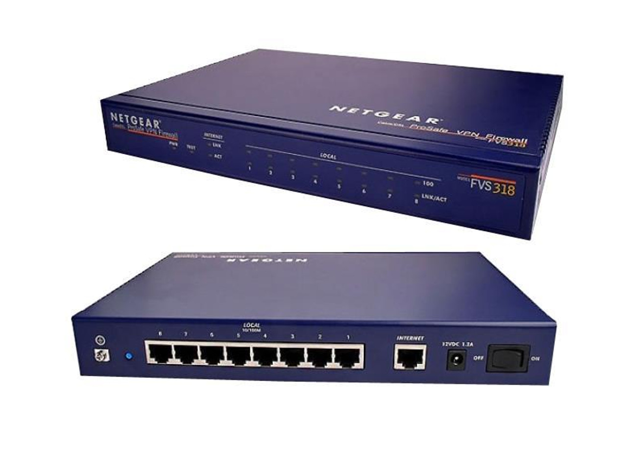 FVS318NABIN1 Netgear ProSafe VPN Firewall 8 With 8-Ports 10/100 Switch (Refurbished)