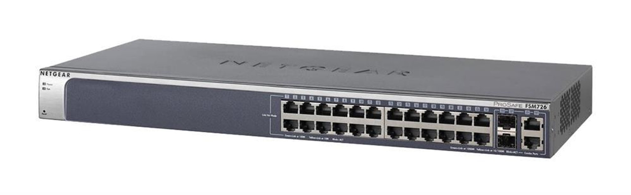 FSM726E NetGear ProSafe 24-Ports 10/100Mbps Layer 2 Managed Switch With 2 Gigabit Ports (Refurbished)