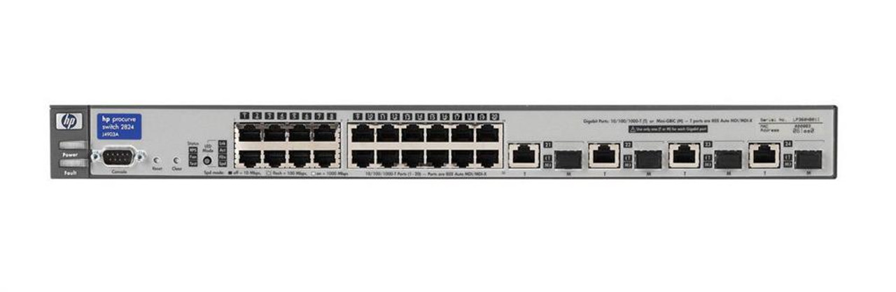 J4903-80099 HP ProCurve Switch 2824 24-Ports EN Fast EN GigaBit Ethernet Managed + 4 x Mini-GBIC (empty) (Refurbished)